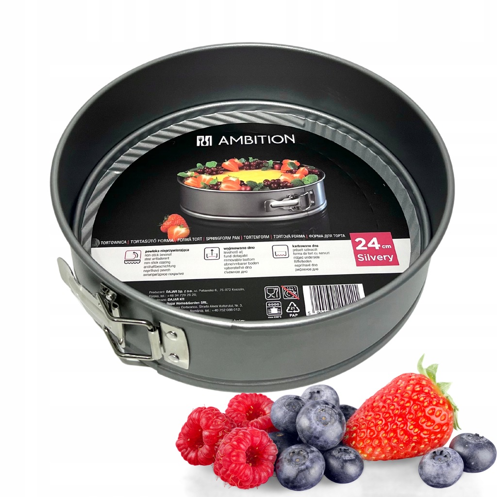 TORTOWNICA OKRĄGŁA WYSOKA 24 CM BLACHA DO CIASTA DO TORTU NIEPRZYWIERAJĄCA