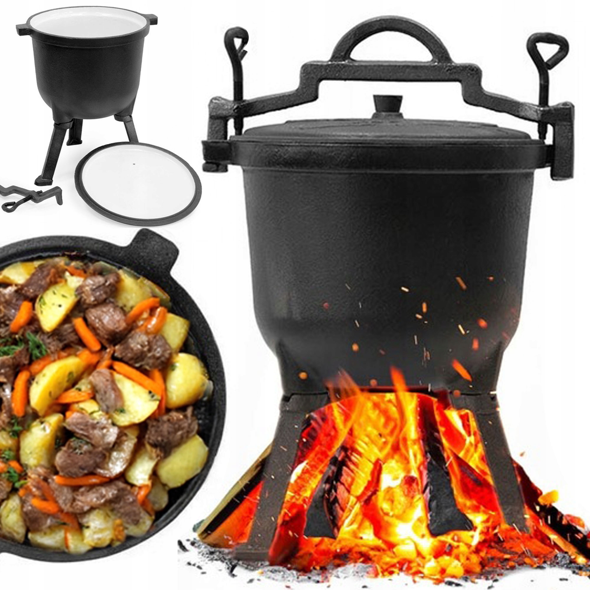 Kociołek 10L Żeliwny emaliowany stojący Meyerhoff Pieczonki Prażonki