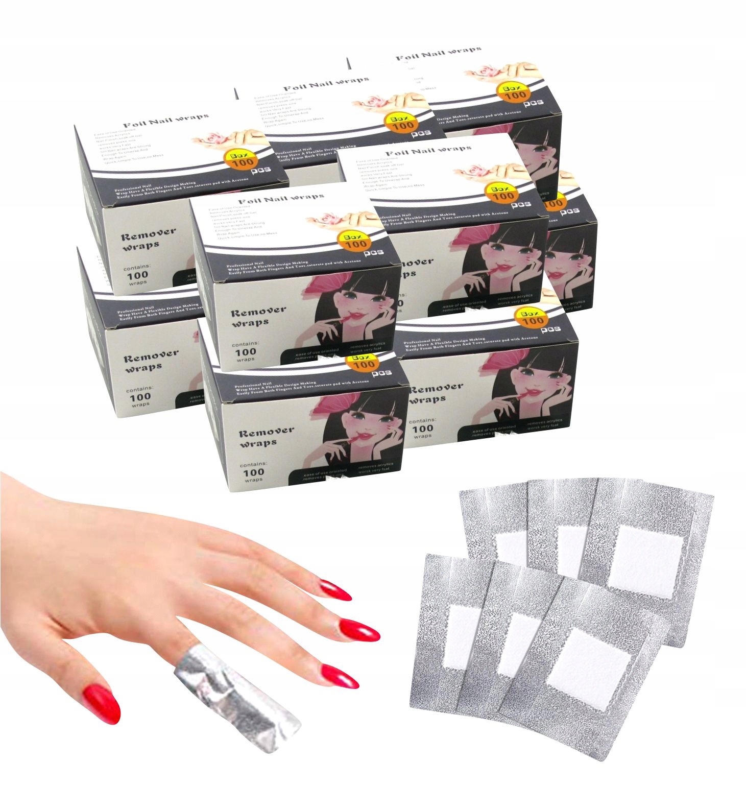 100 ks x 100 ks Fólie Pro Odstranění Hybridního Gelového Laku