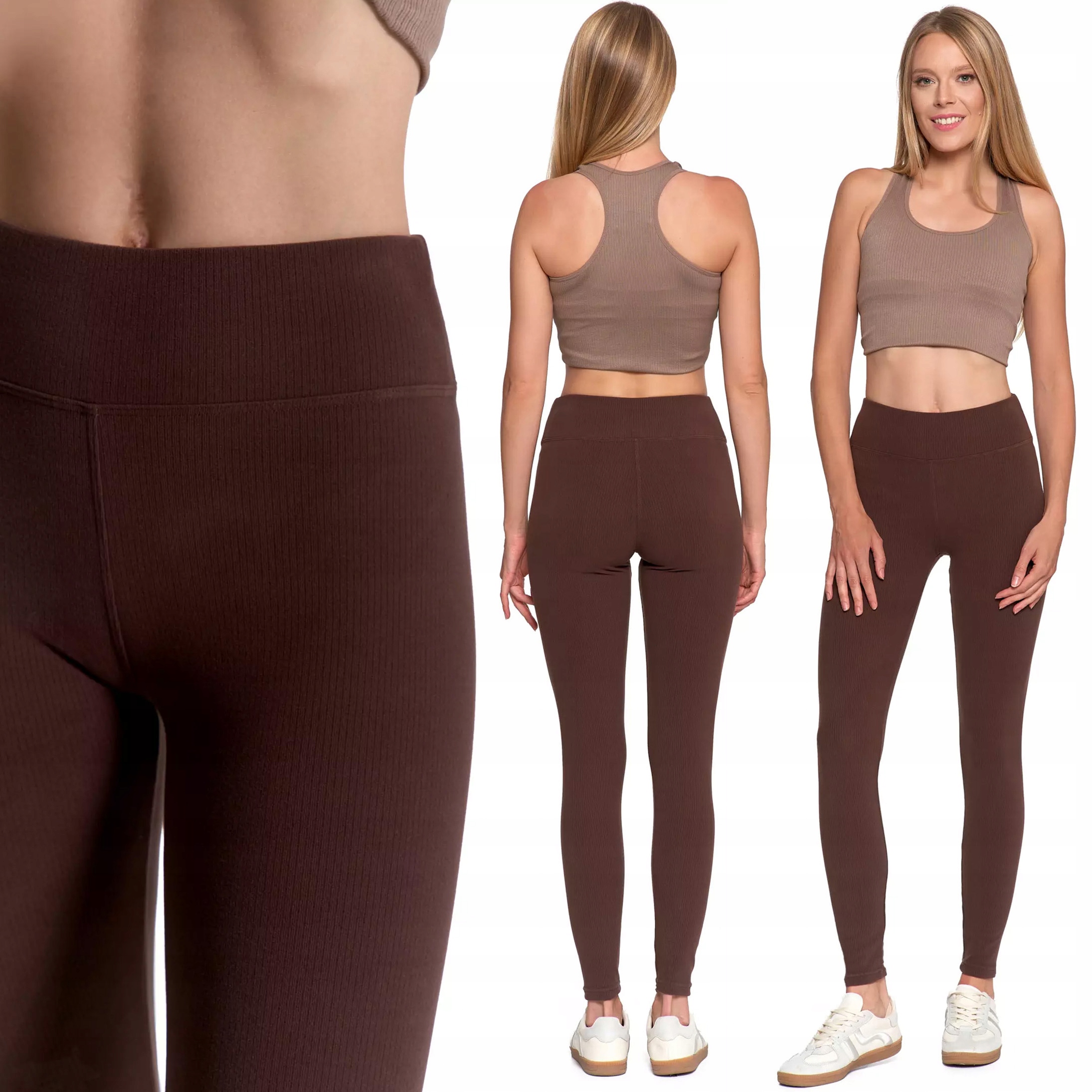 Dámské žebrované legíny s vysokým pasem a sportovním střihem Moraj S/m