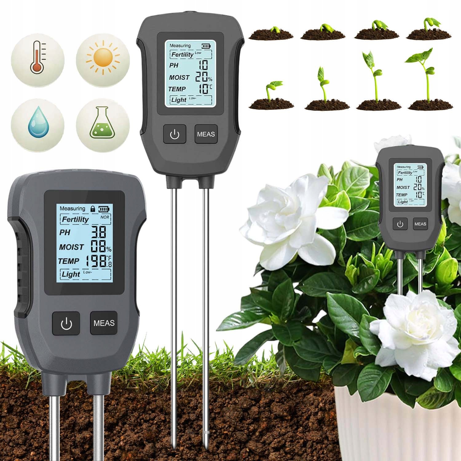 Kyseloměr Půdní Tester Zeminy Ph Půdy Vlhkosti Měřič 5V1