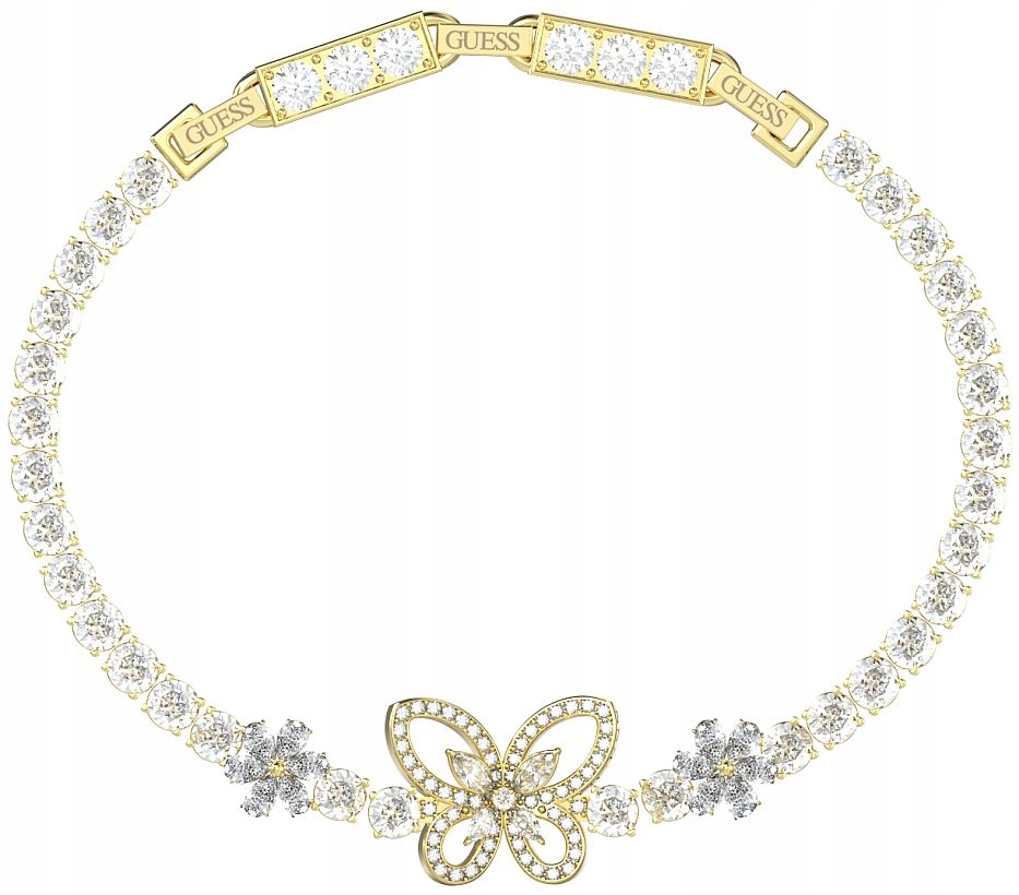 Módní Dámský Náramek Guess Lily Zlaté Stříbrné Tenisové Krystaly Sada
