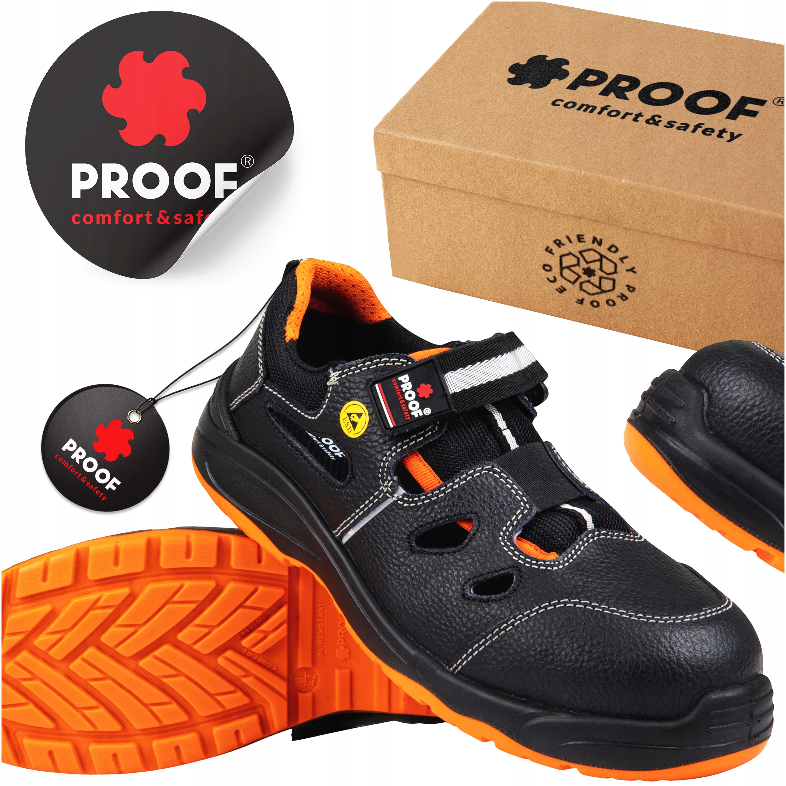Pánské Pracovní Ochranné Sandály Proof S1P Esd, Černé, Velikost 45