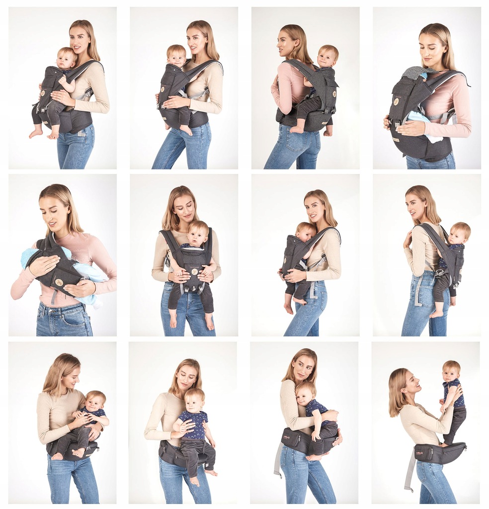 Colibro Honey Nosidełko 12w1 PRZODEM TYŁEM BOKIEM ERGONOMICZNE do 18kg ONYX Kod producenta 5908214734351