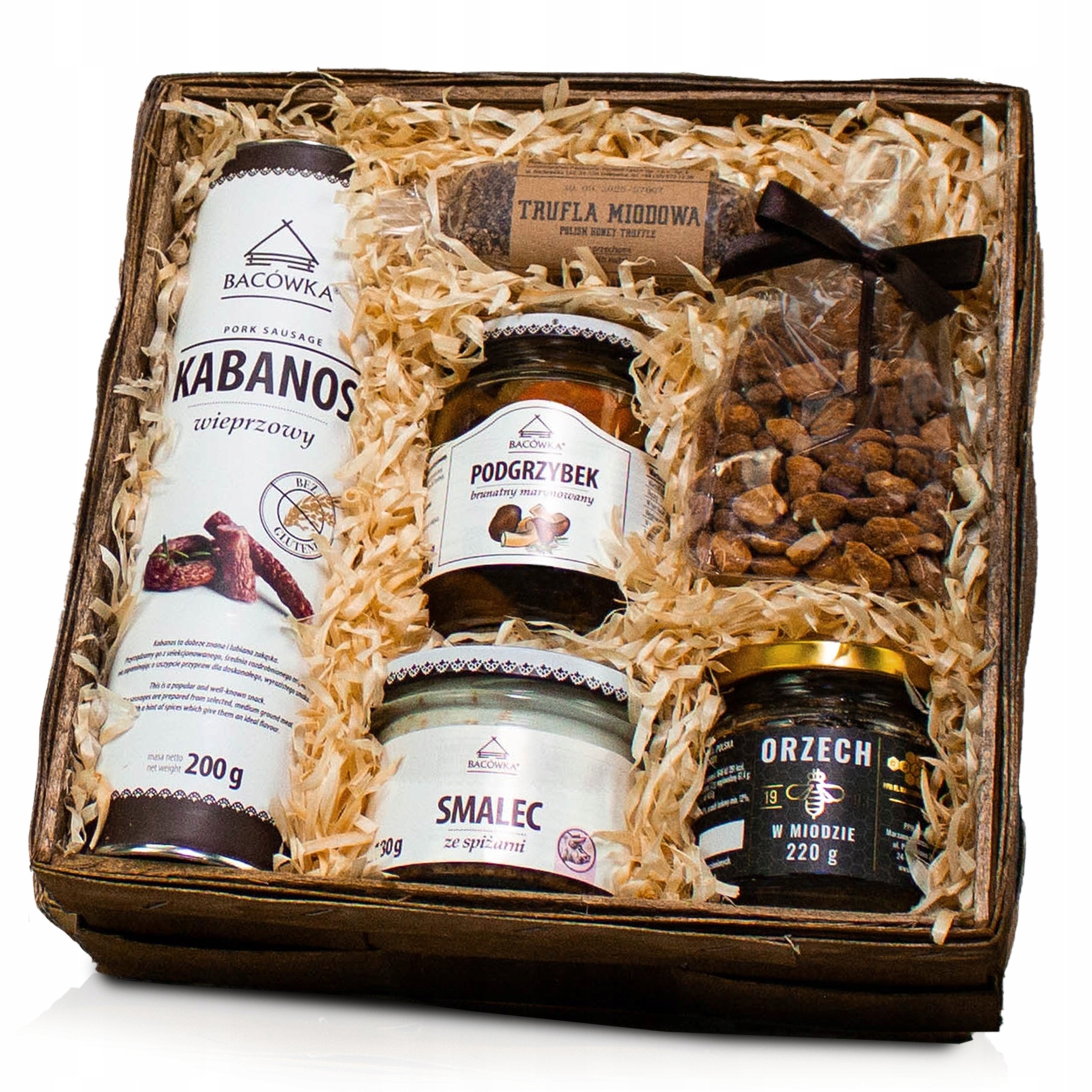 Levně Dárek pro chlapa – Dárkový Koš s kabanosy a sádlem a medem
