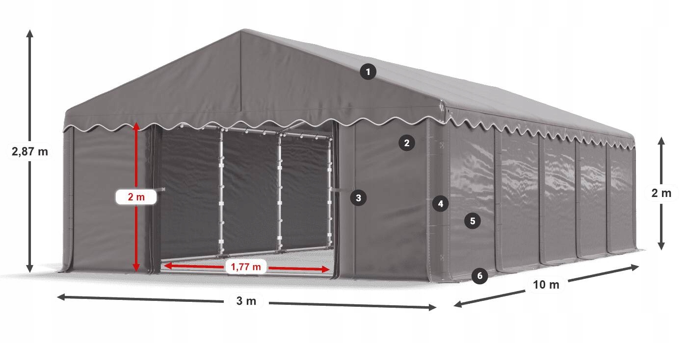 Namiot Garażowy 3x10m Magazynowy DAS 240 SF Długość 10 m