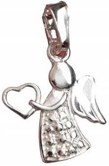 Łańcuszek srebrny naszyjnik+ medalik Aniołek Serce Długość całkowita 45 cm