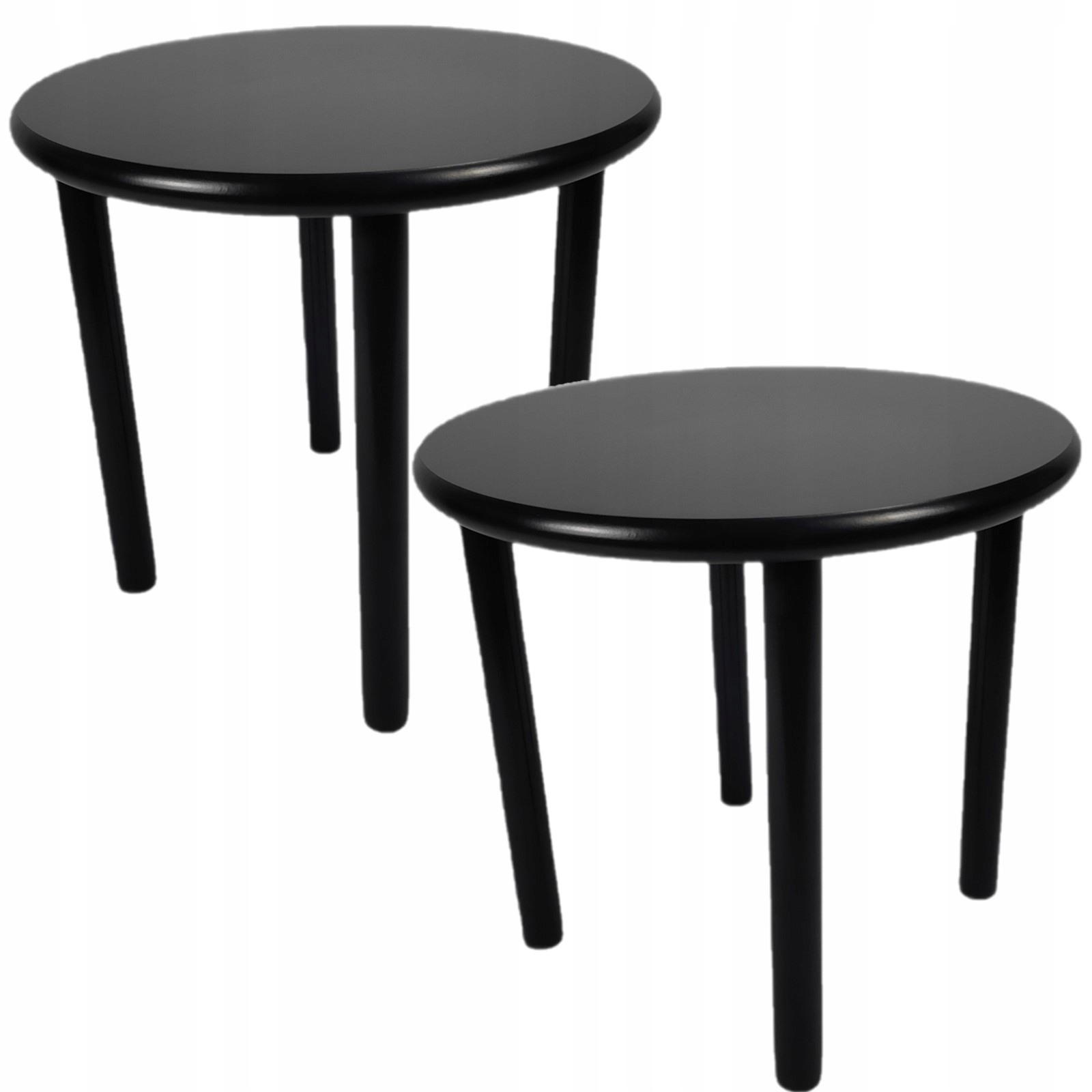 Sada Stolků malé Kulaté černé 2 ks Kávové Stolky do Obývacího Pokoje
