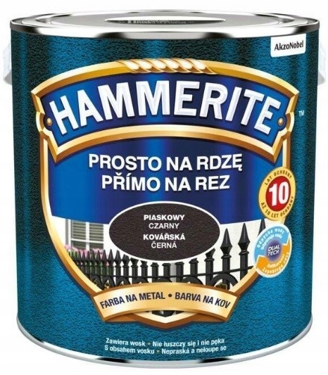 Hammerite Barva Na Kov Přímo Na Rez Pískově Černá 2,5 L