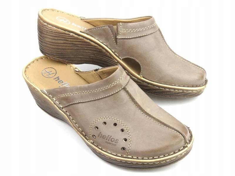 

Klapki Damskie Helios 624 Skórzane Wygodne Beżowe