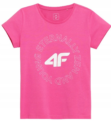 

T-shirt dziewczęcy 4F JTSD002 bawełniany róż 140