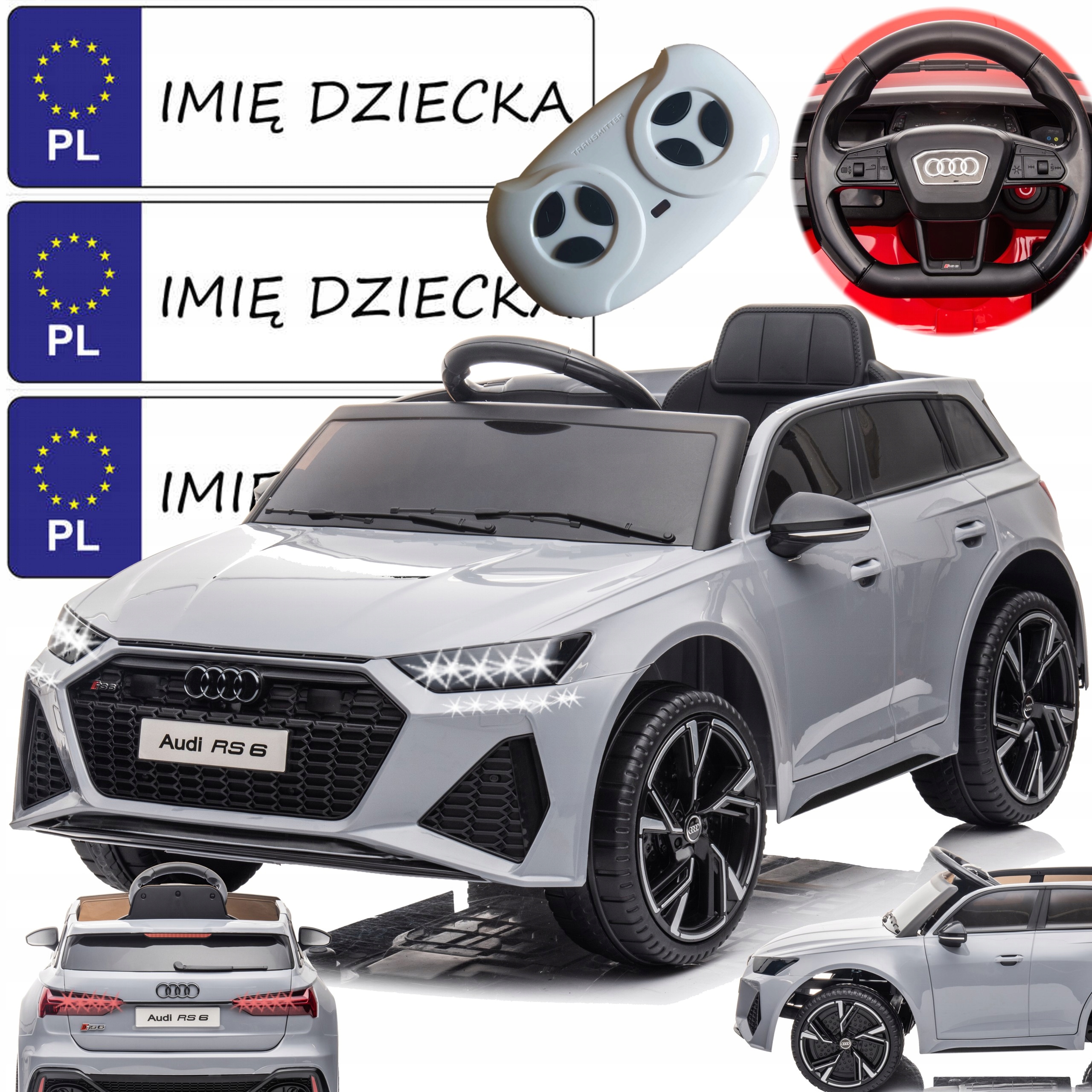 pojazd na akumulator AUDI pilot LED EVA mp3 skóra