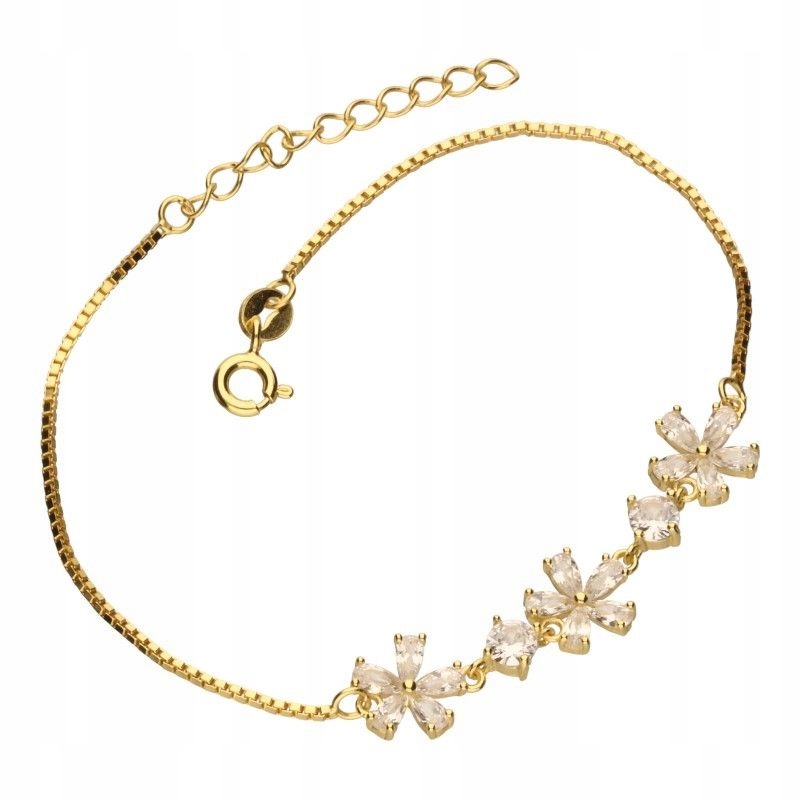 Stříbrný náramek 925 pozlacený s bílými zirkony 2.49 g jako dárek