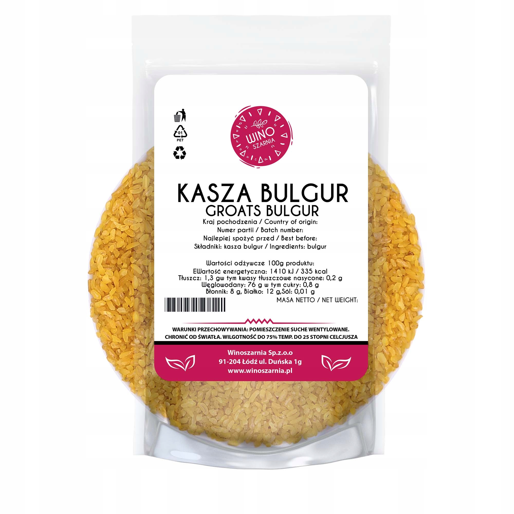 Winoszarnia Bulgur 1 kg Pšenice durum, přírodní produkt