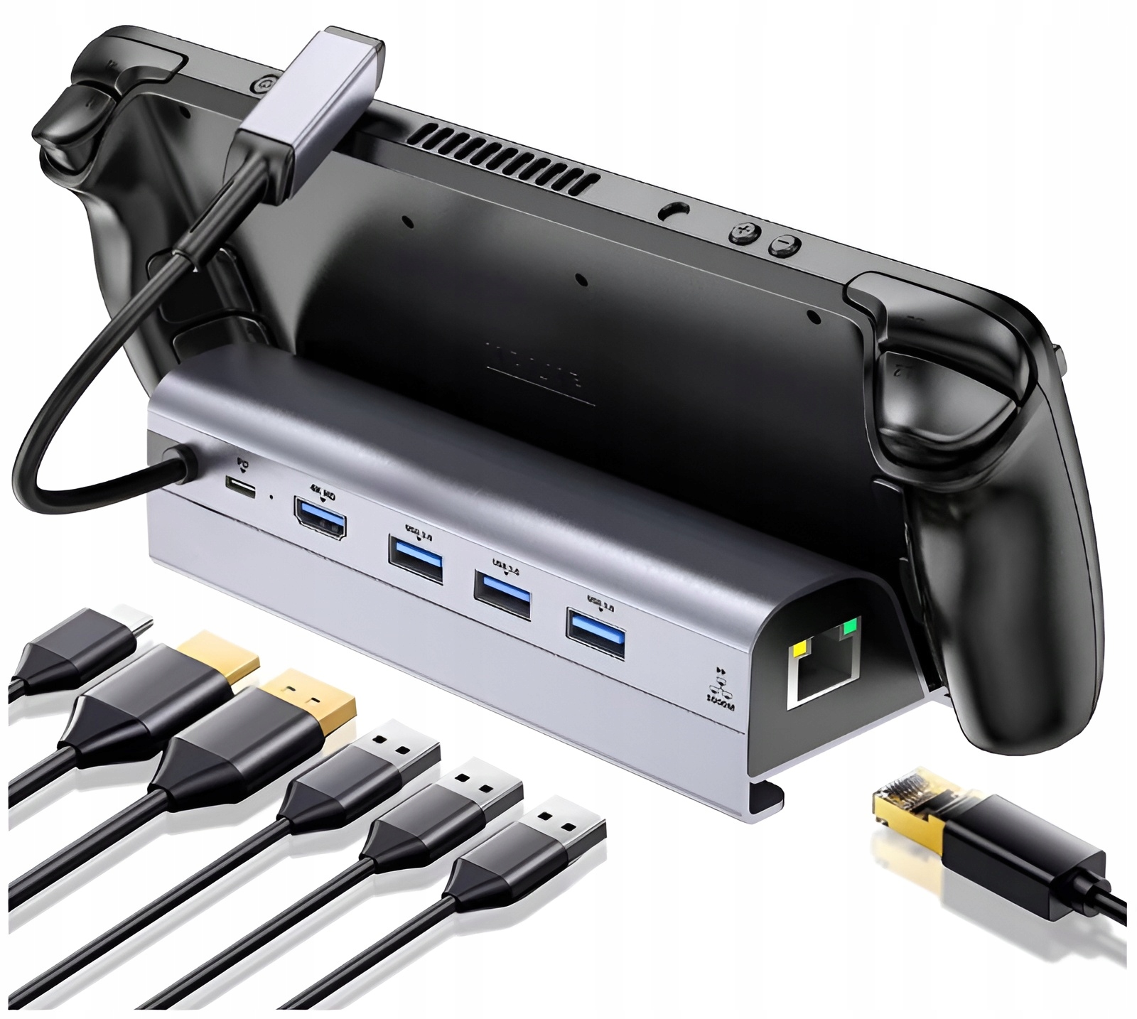 Usb-c Hub dokovací stanice pro Steam Deck Asus Rog Ally Hdmi 4K Usb 3.0 Pd Lan