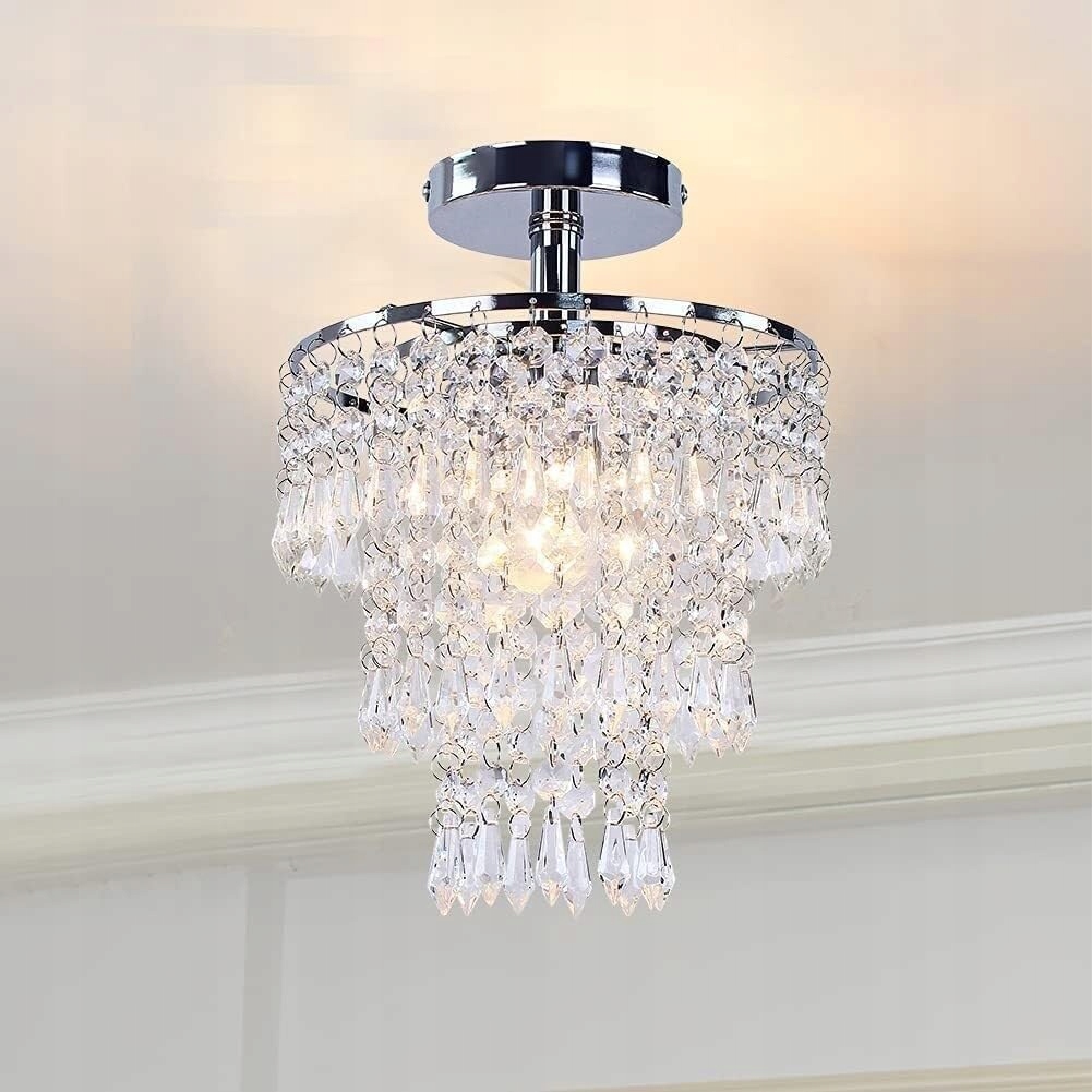 Lustr s krystaly Glamour Stropní Déšťové kapky E27 Křišťály Lampa