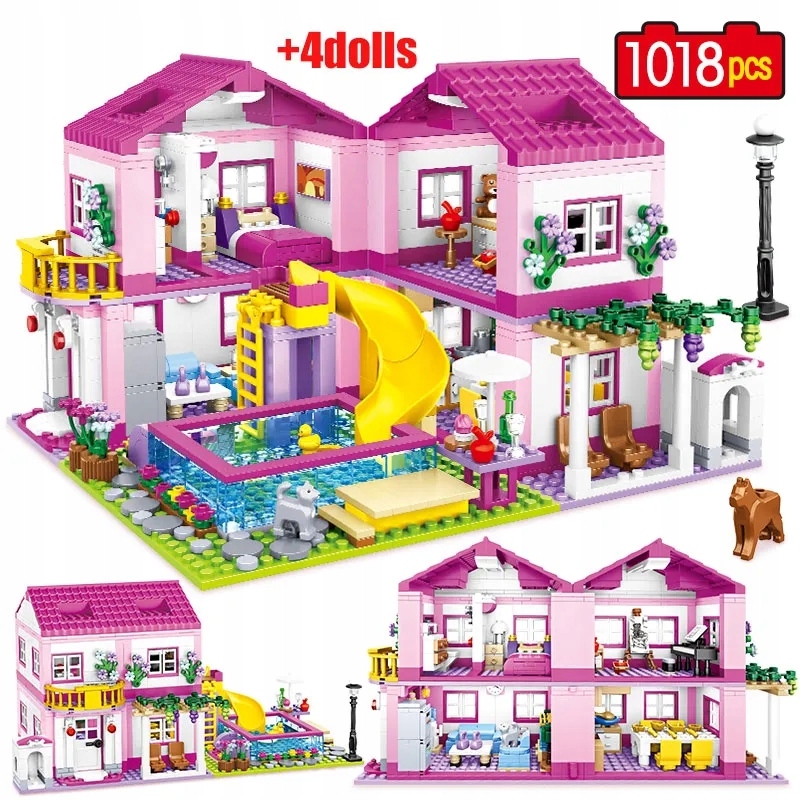 KLOCKI DUŻY DOM WILLA OGRÓD FRIENDS FIGURKI DOMEK PIĘTROWY Z OGRODEM