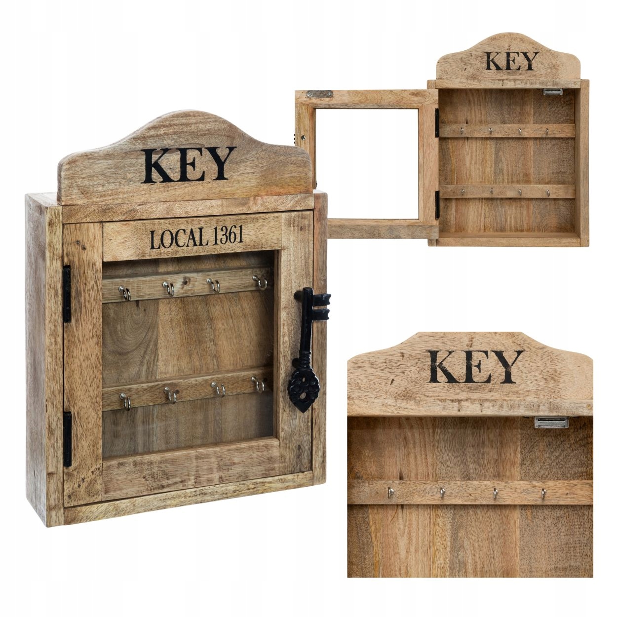 Schránka Na Klíče Dřevěná Police Skříňka Věšák Na 8 Háčků Uzamykatelná