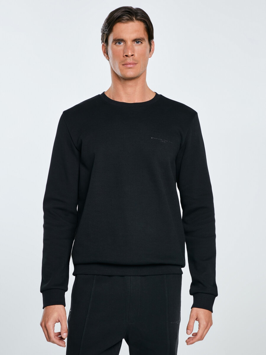 Big Star Bluza męska ze splotem pique czarna Wiler 906 XXL