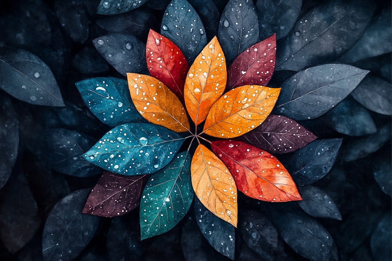 Obraz Na Plátně Canvas Barevné Listy Mandala Kapky Deště 120 x 80