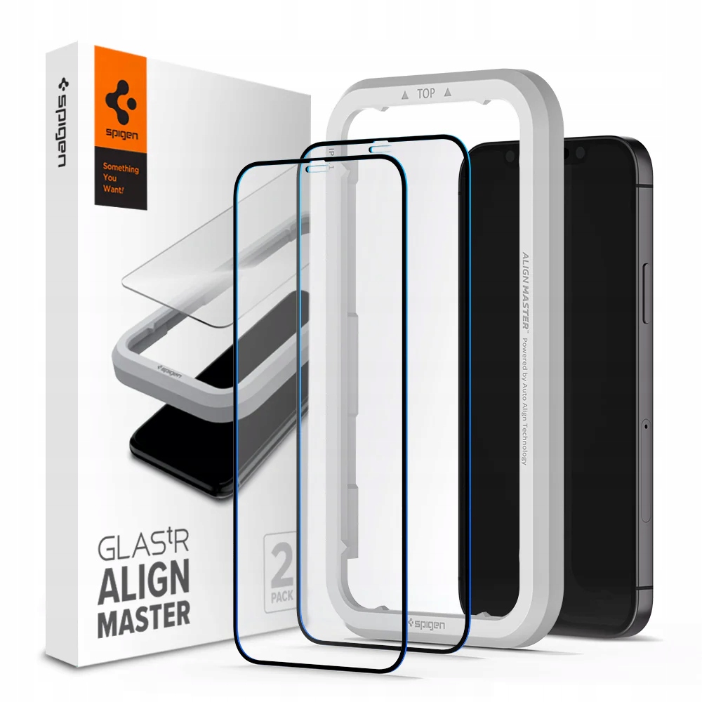 Spigen Glas tR Alm Fc Czarny, 2 sztuki iPhone 12/Pro