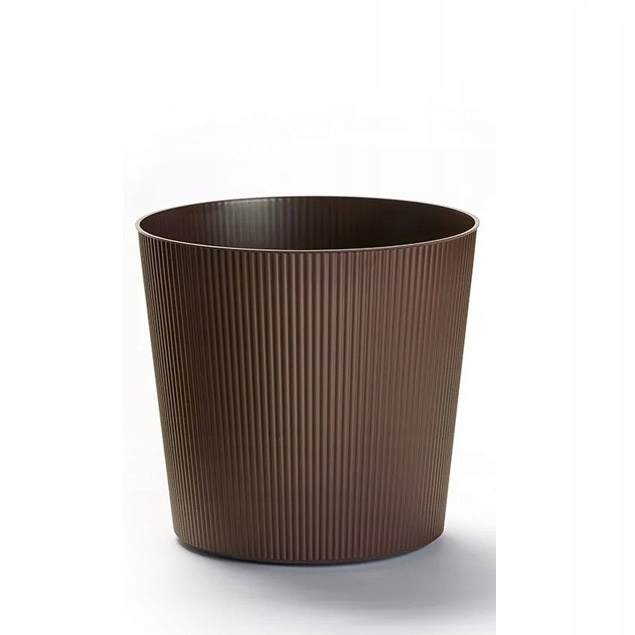 duża donica brązowa rust Fyre 40 paskowana osłonka do domu ogrodu okrągła