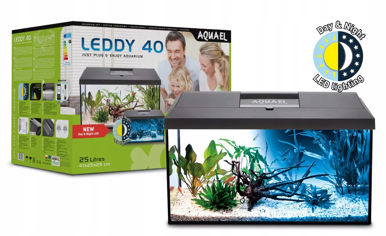 Aquael Zestaw Akwarium Leddy 40 Czarny D&n 2.0