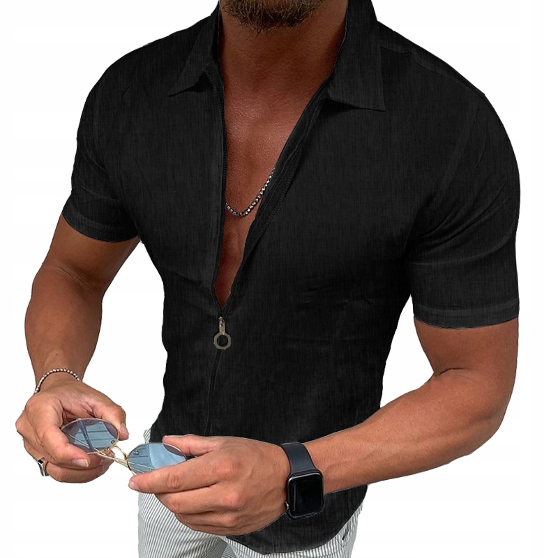 Koszula Lniana Przewiewna na zamek Codzienna Len