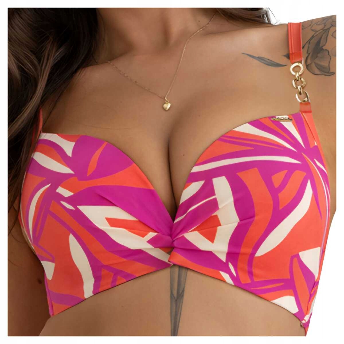 Kris line Plavková podprsenka push up Twist brassiere růžová-pomar 70C