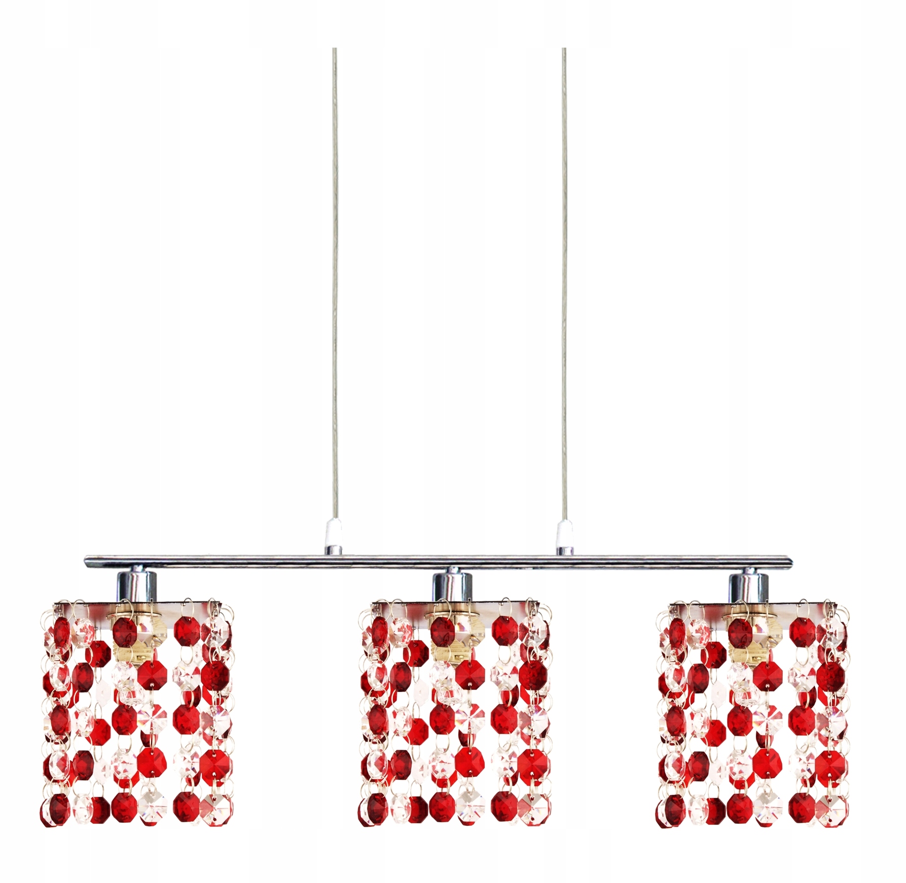 Závěsná lampa Classic Převis na lankách 3X40W G9 Chrom Červené Křišťály