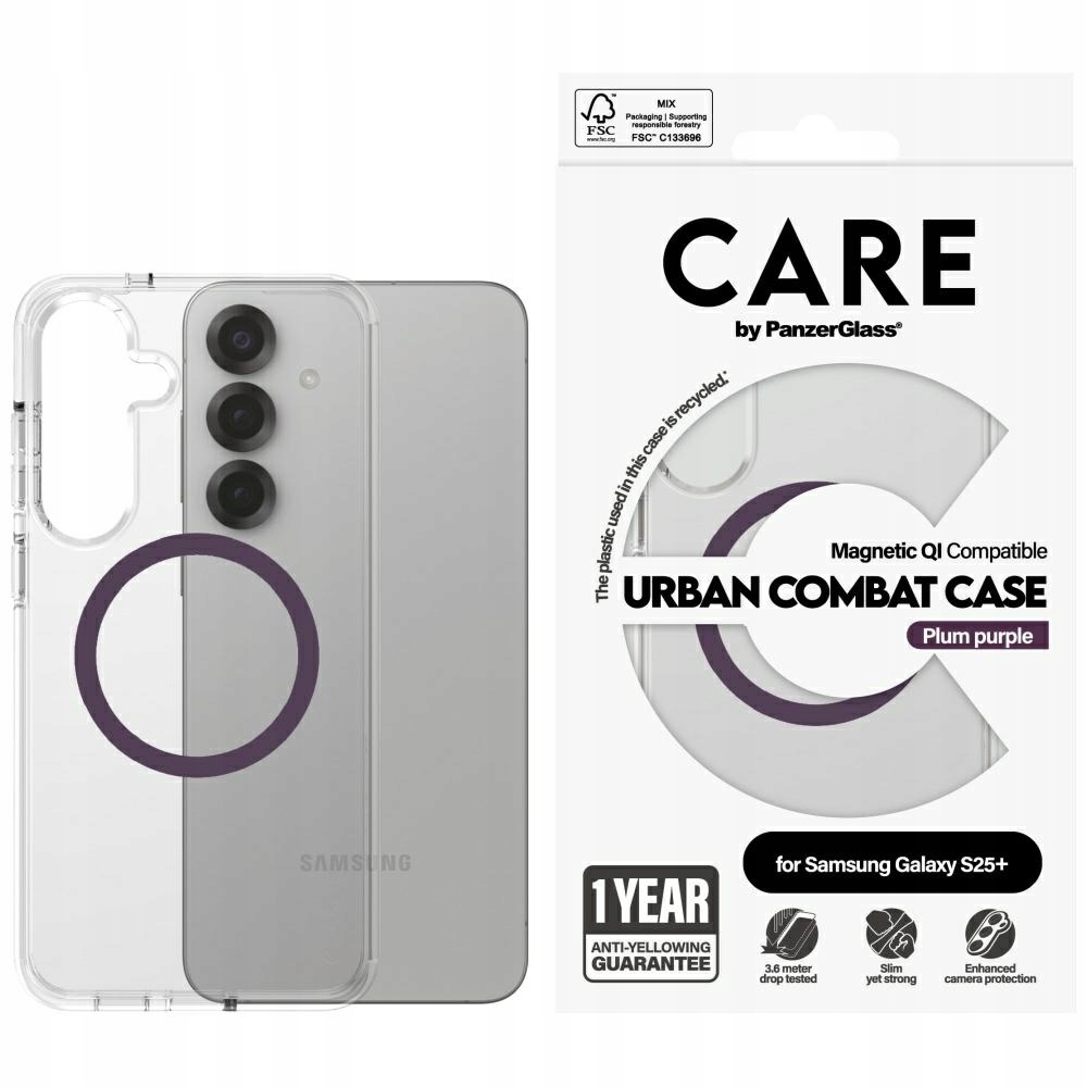 Etui Care by PanzerGlass Flagship Urban Combat Purple Qi do Samsung Galaxy
