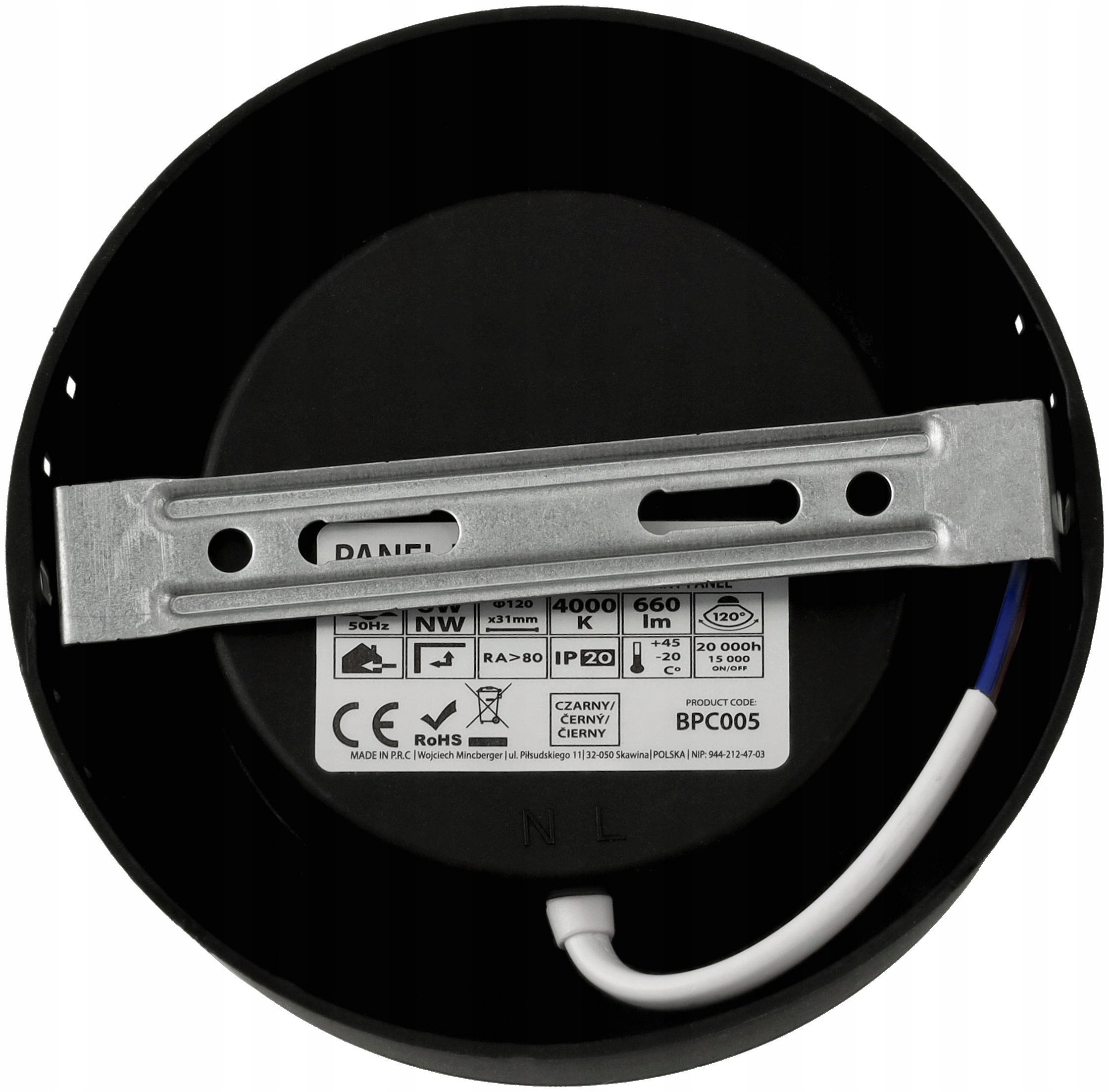 Plafon LED Lampa Sufitowa Natynkowa 6W 660lm Barwa Neutralna Czarna Okrągła Rodzaj plafon