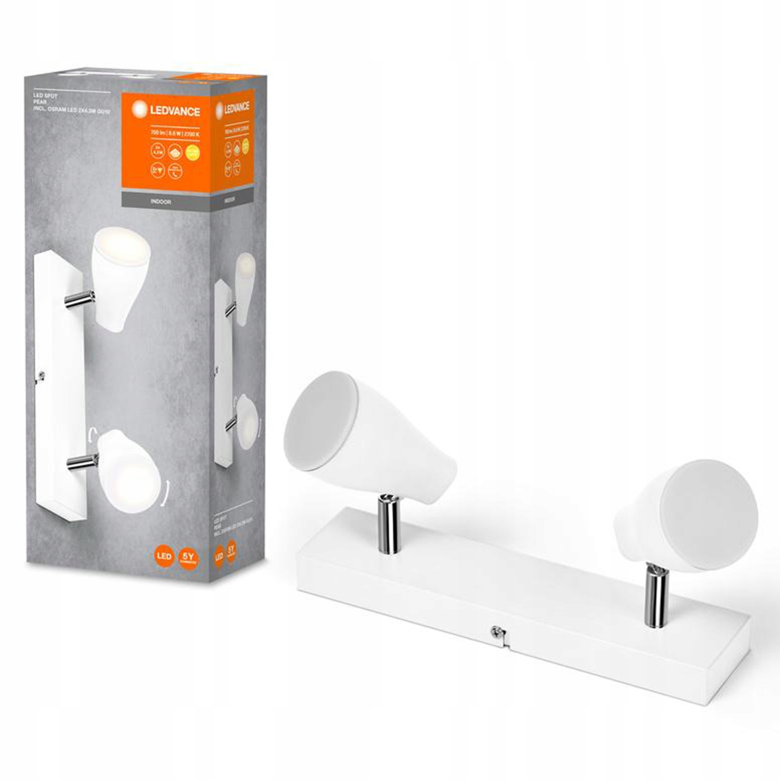 stropní svítidlo Led Reflektor Regulovatelný Bodový 8.6W 3000K Bílý Spot