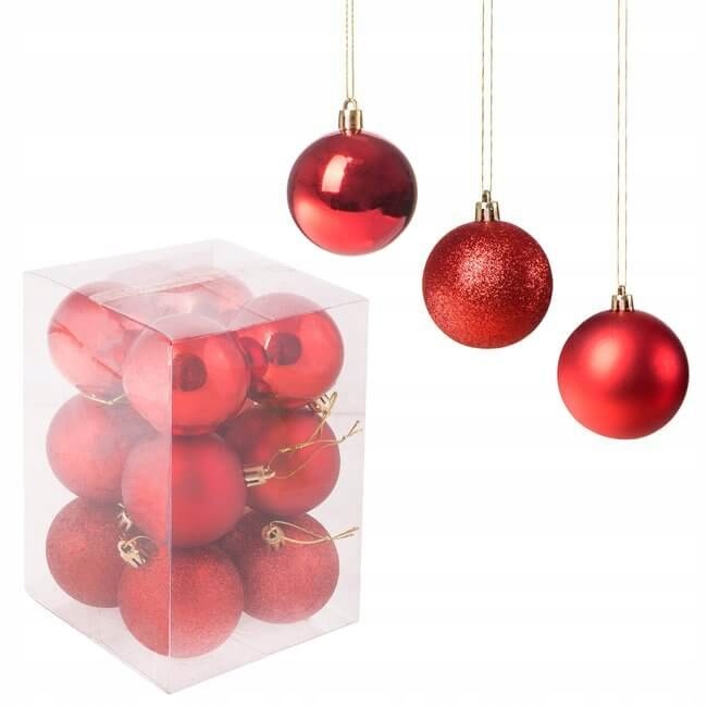 

Czerwone bombki na choinkę, stroik 12 szt. 6 cm