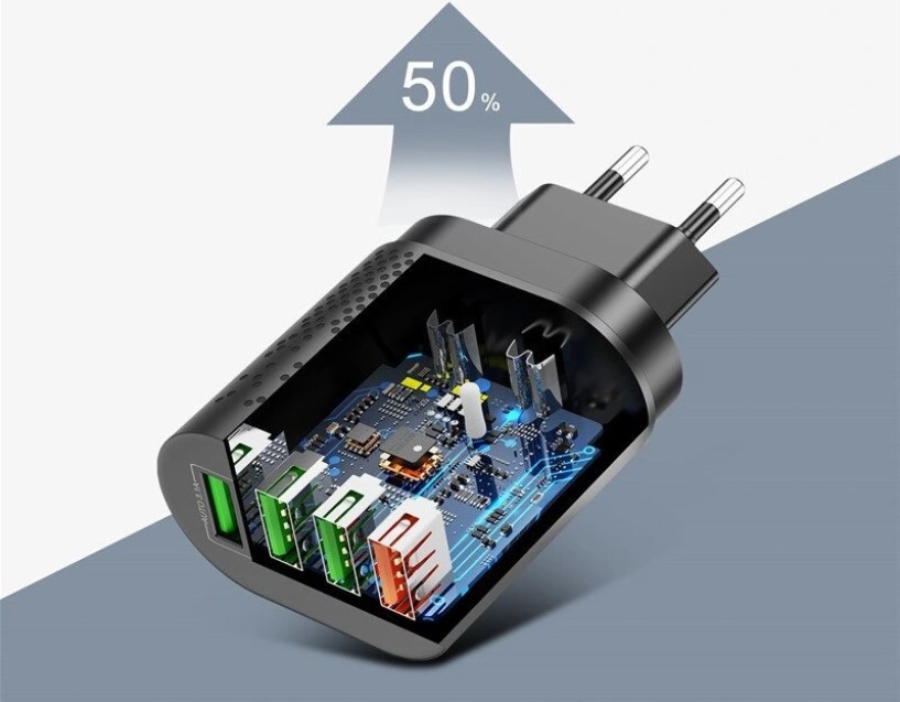 Szybka Ładowarka 4xUSB uniwersalna 48W 12V QC3.0 Model 4XUSB48W