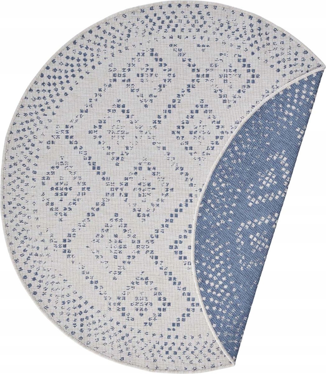 Koberec modrý okrúhly, plocho tkaný, 160 cm
