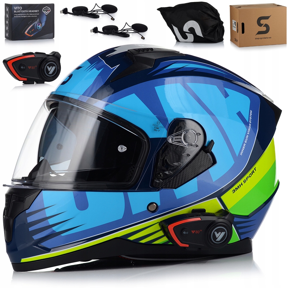 Motocyklová Prilba Ska-p 3MHA Fluo Lesk Systém Pinlock Blenda Interkom
