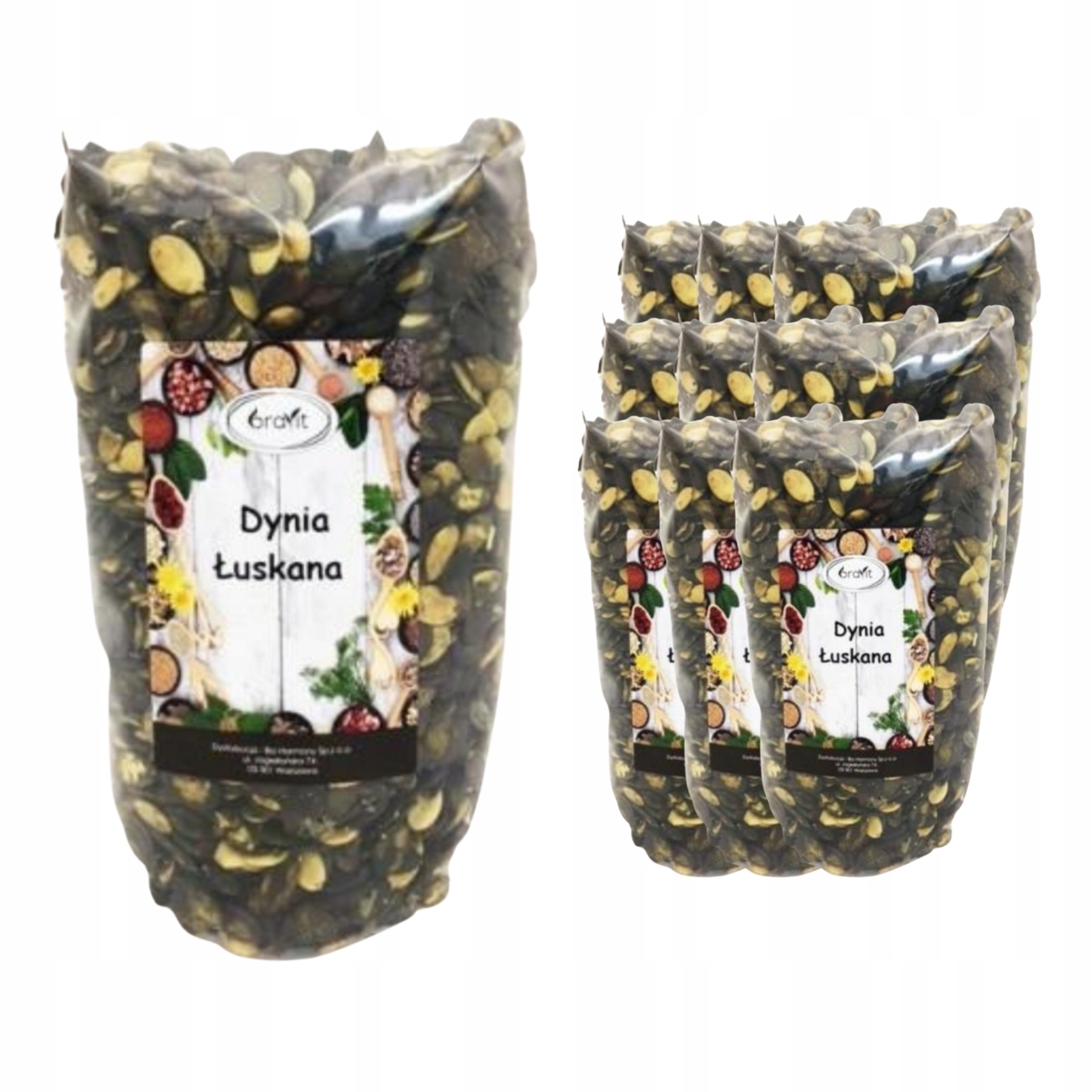 Dynia Pestka Bezłuskowa Polska Źródło Błonnika 500G Natural Zestaw x10 szt.