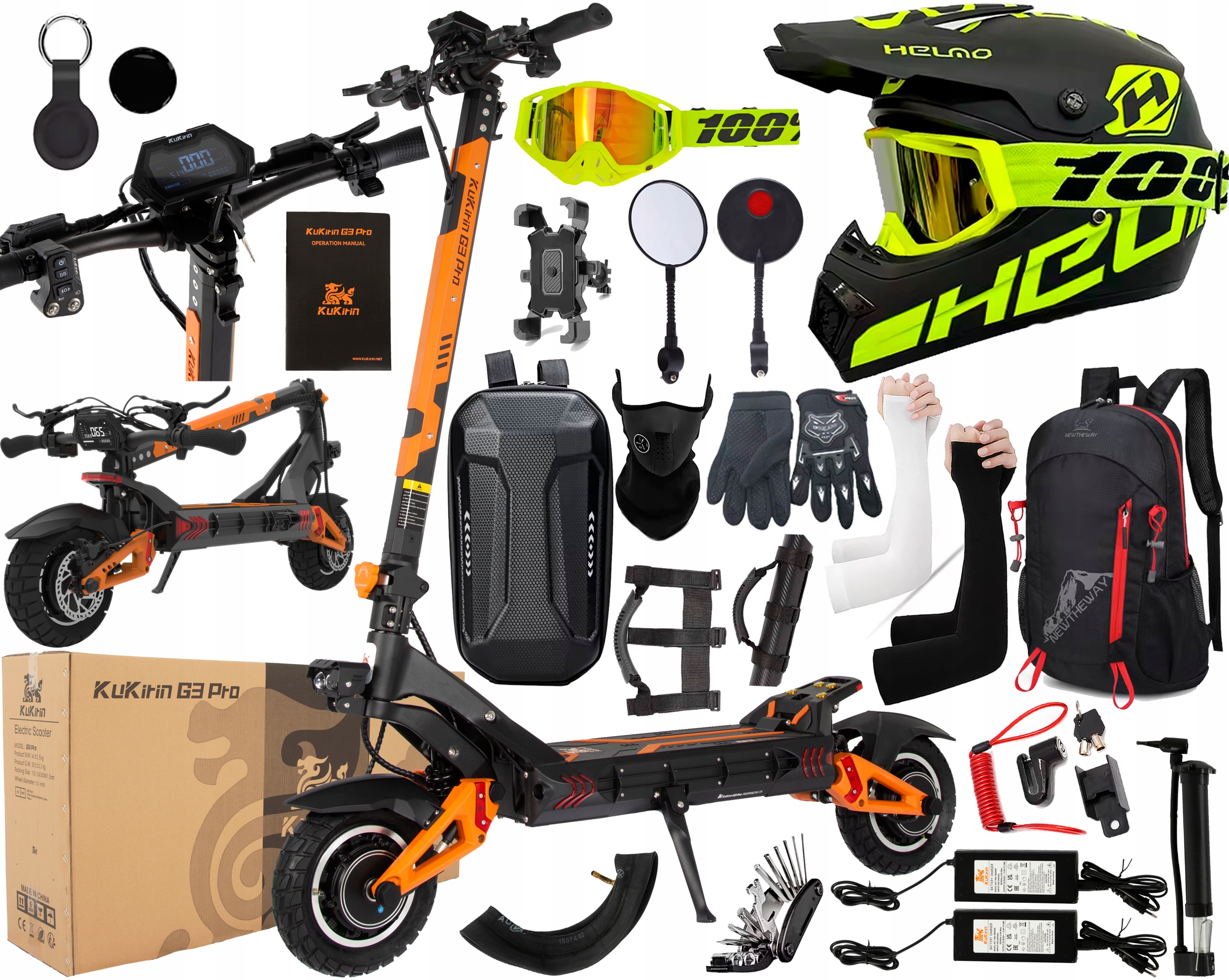 Kukirin G3 Pro Skládací 52V 23.4AH 2400W 65km/h 80KM Terénní +12 Dárek