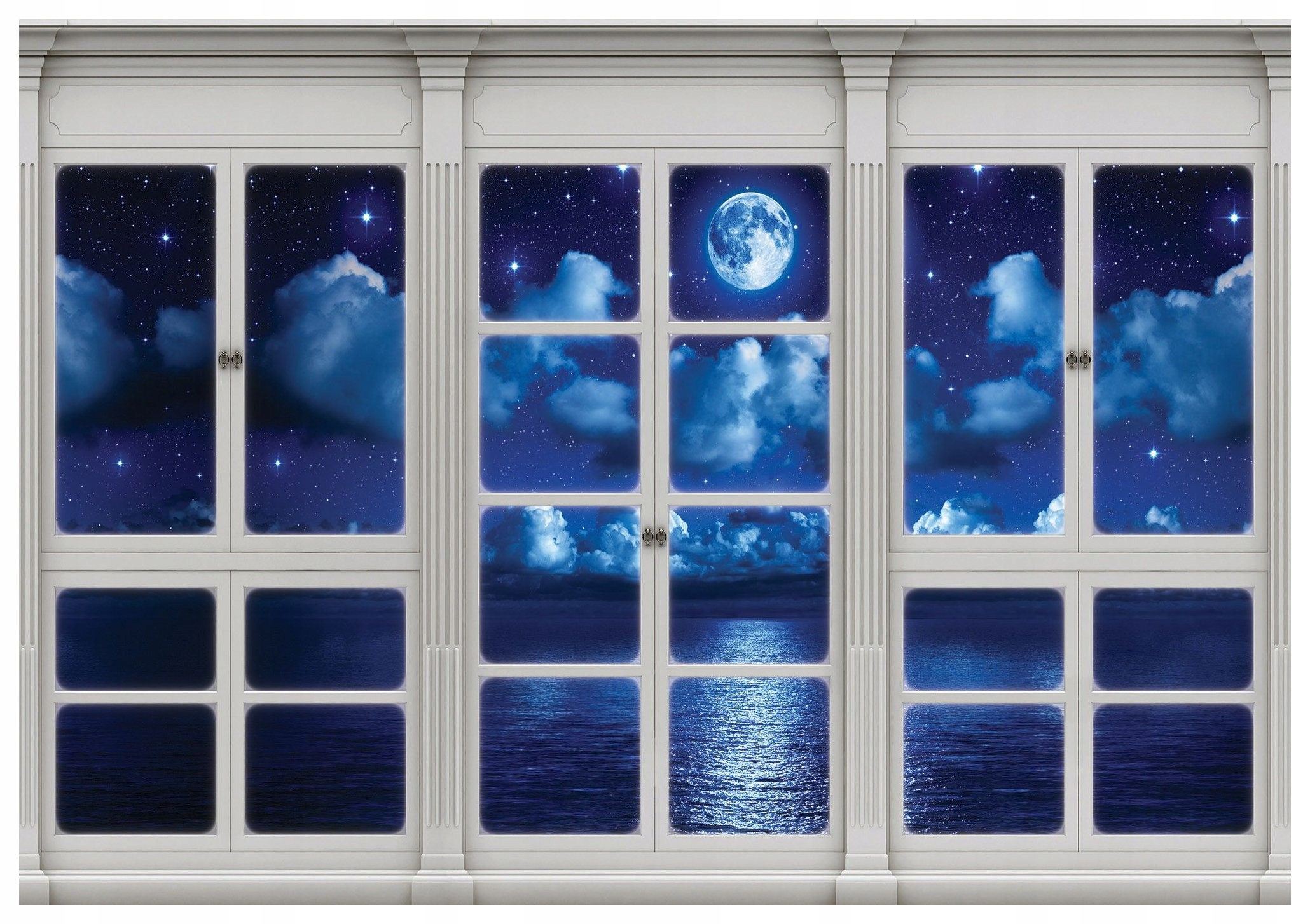 Vliesová fototapeta Měsíční noc za oknem s výhledem na moře 312x219 lepidlo