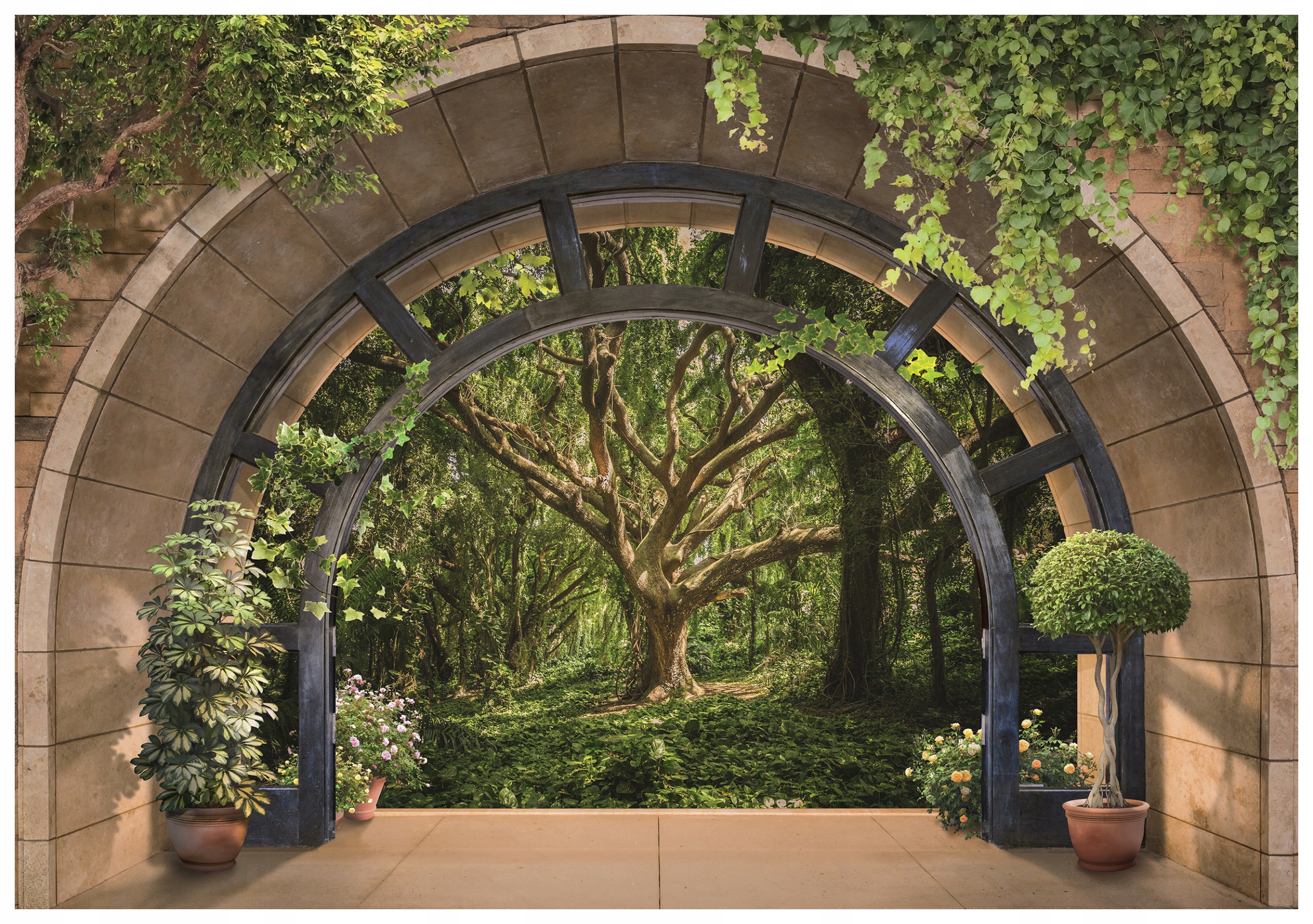 Fototapeta Okno Les Oblúk Krajina Príroda Zelená Relax do obývačky 400x280 lepidlo