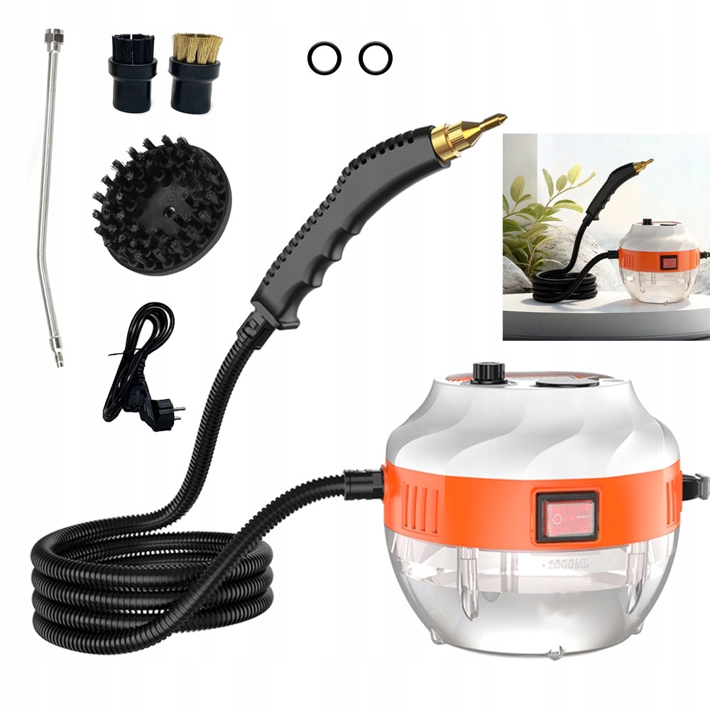 Myjka Parowa 1500 W, 6 Biegów, Ciśnienie 3 Bar, Kolor Pomarańczowy
