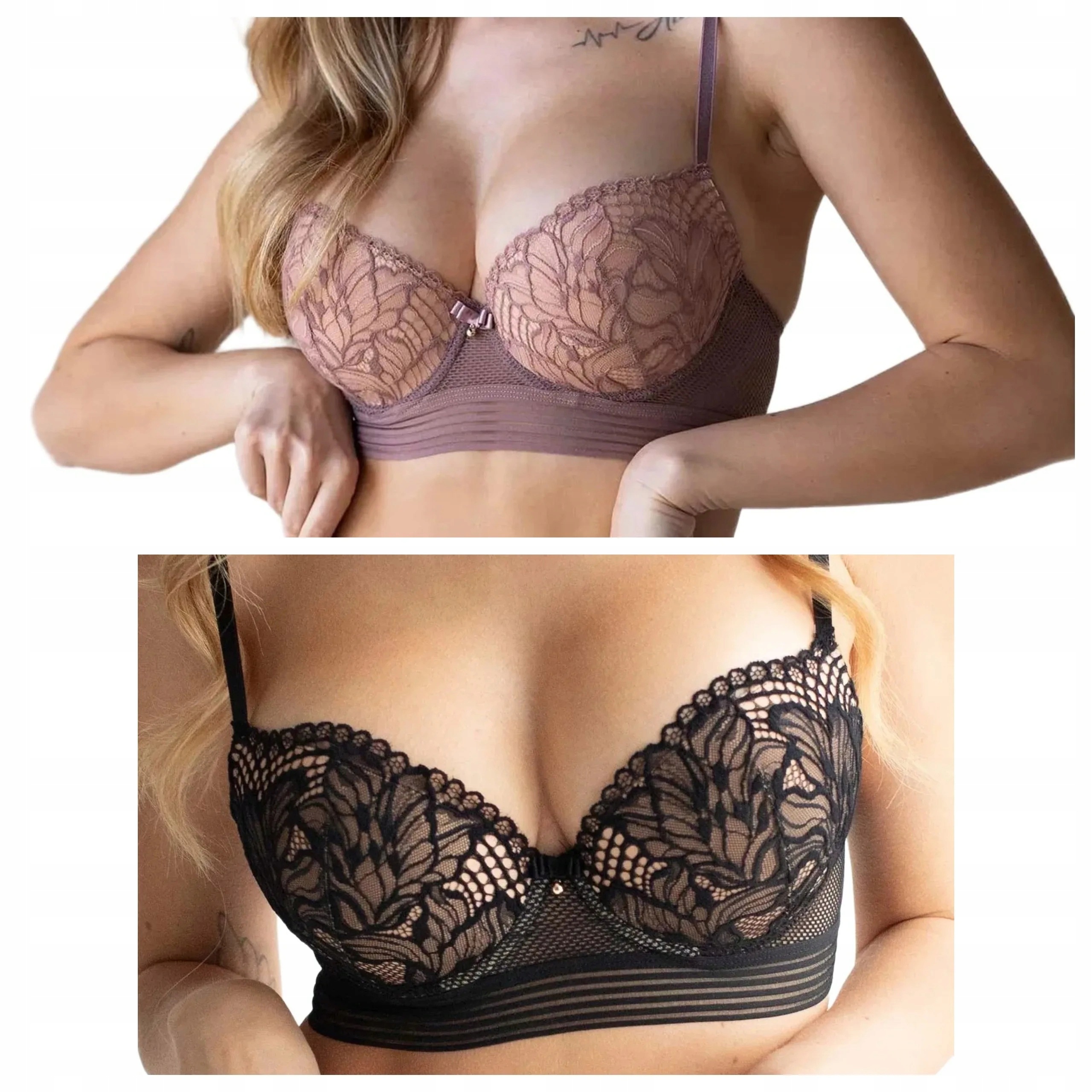 2 ks Podprsenka Kleo Ariel 3583 push-up krajková cappuccino černá 80B