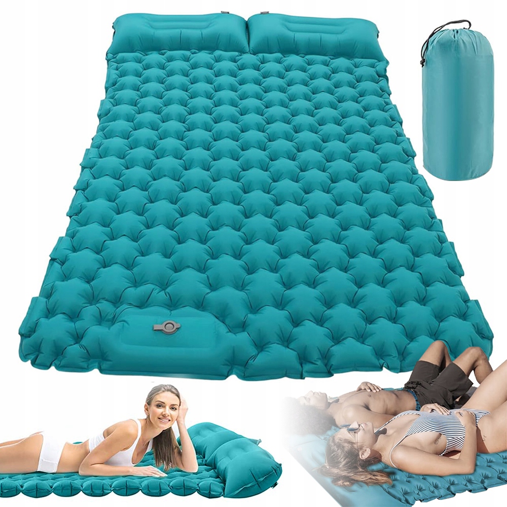 Materac Dmuchany Dwuosobowy Karimata Turystyczna 200×130cm Wbudowana Pompka