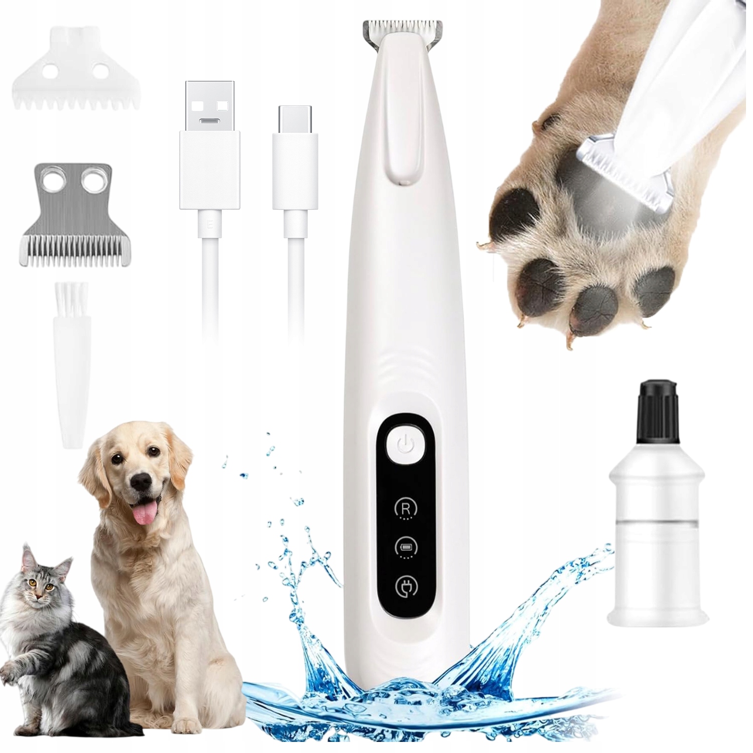 Tichý Zastřihovač Pro Kočky A Psy S Možností Nabíjení Pomocí Led