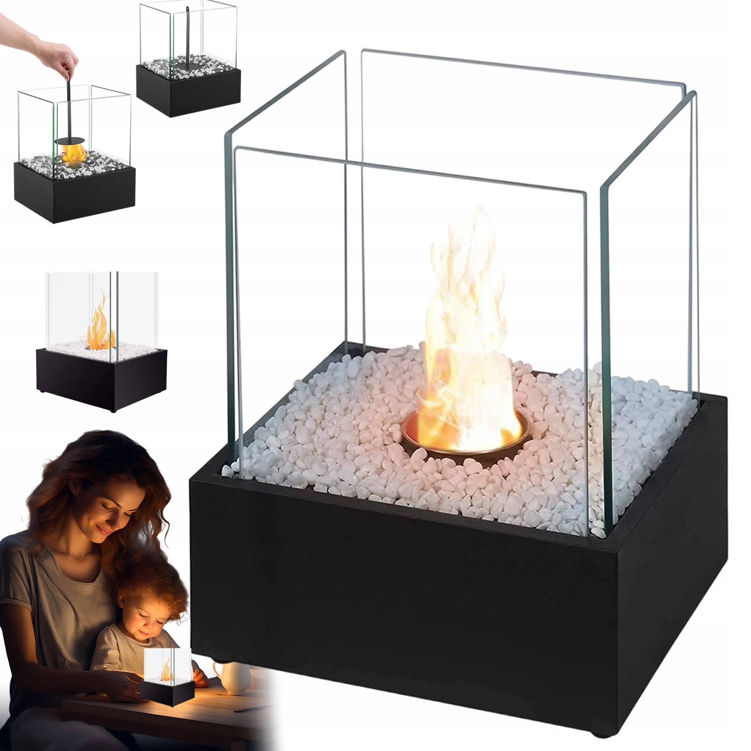 Stolní Biokrb Na Bioethanol Tvrzené Sklo Bez Kouře 60 Minut