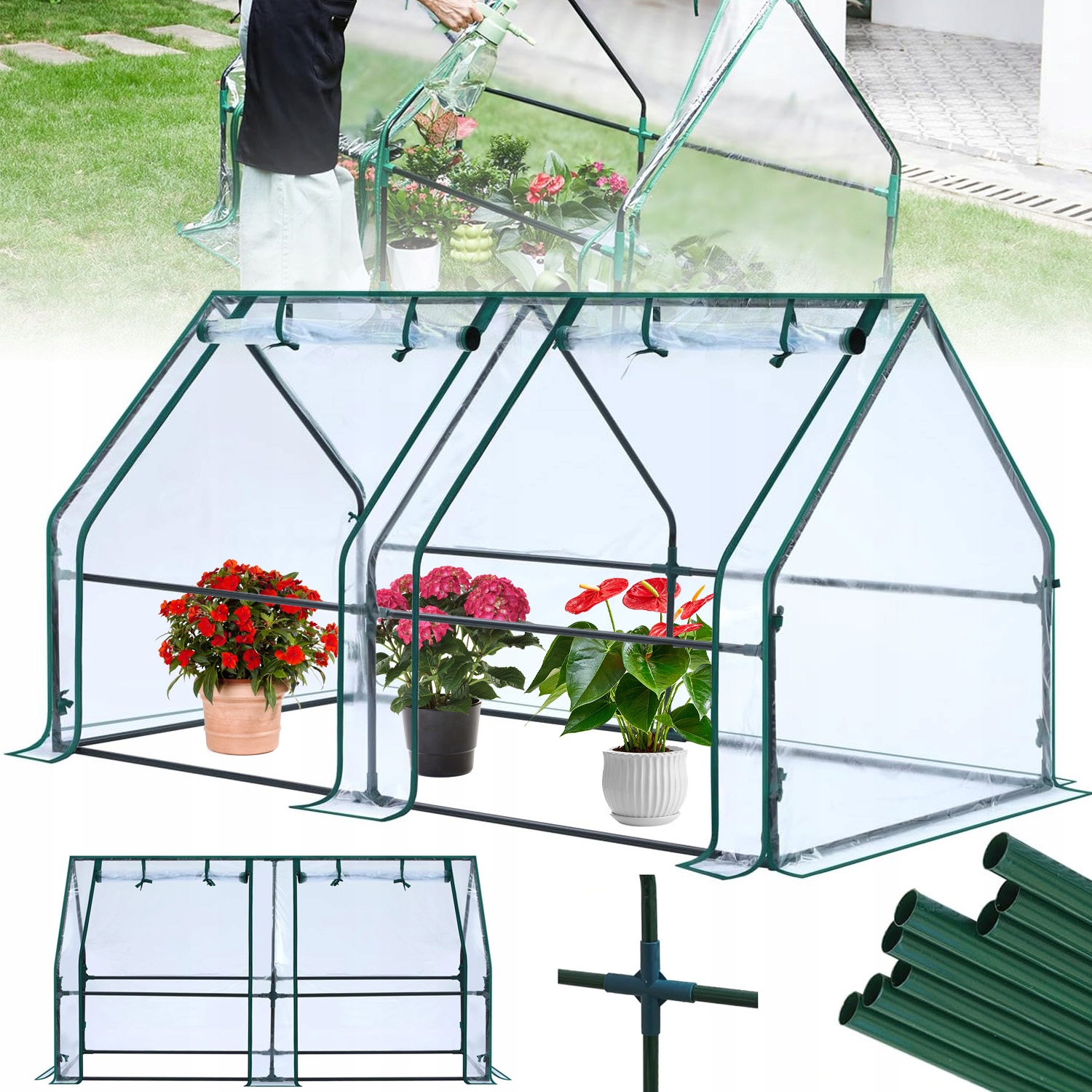 Mini Zahradní Balkonový Skleník Tunel Průhledný, Voděodolný, 180 X 90 CM