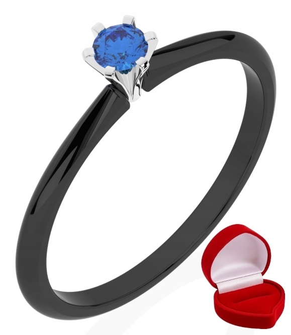 Zlatý Prstýnek 585 14k Safír 0,09 ct Černé Zlato R30