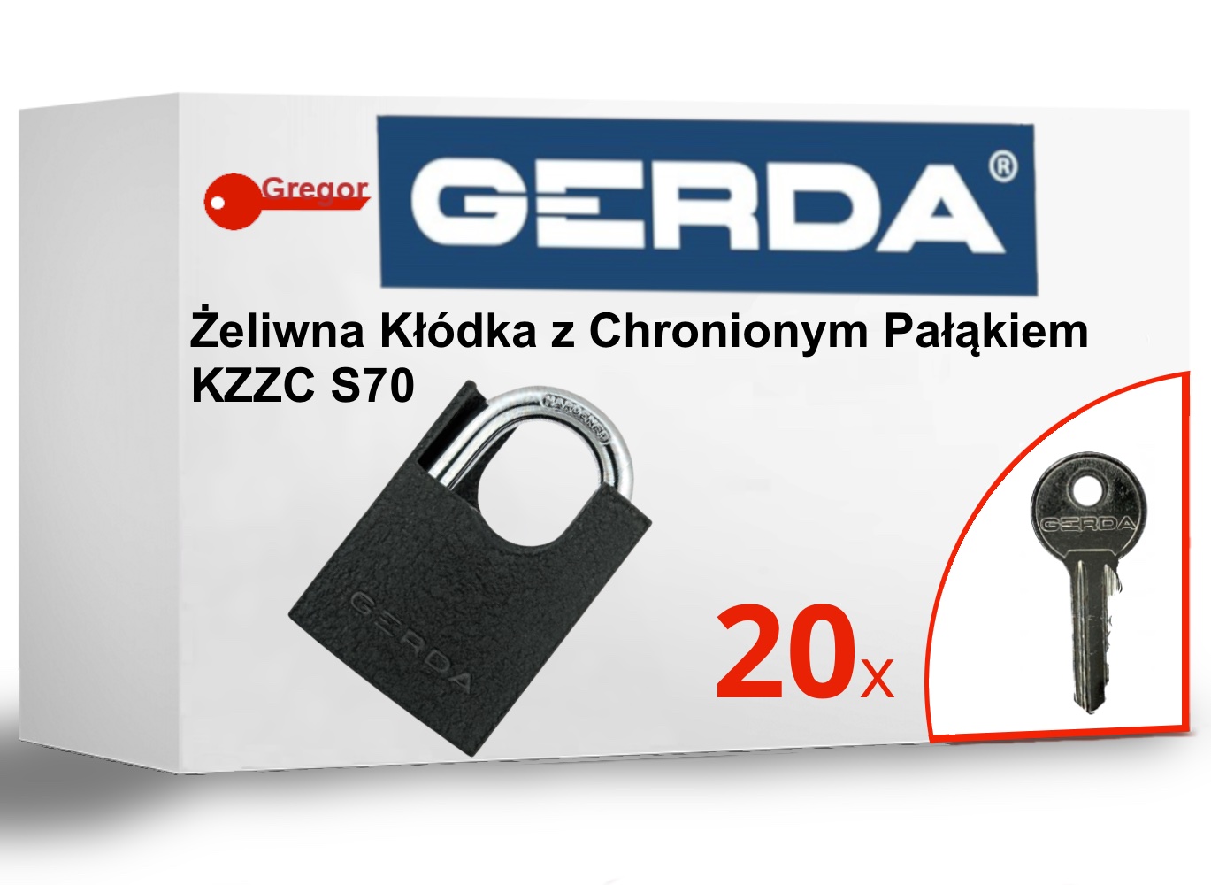 

Kłódka Gerda antywłamaniowa Kzzc 70 20 kluczy