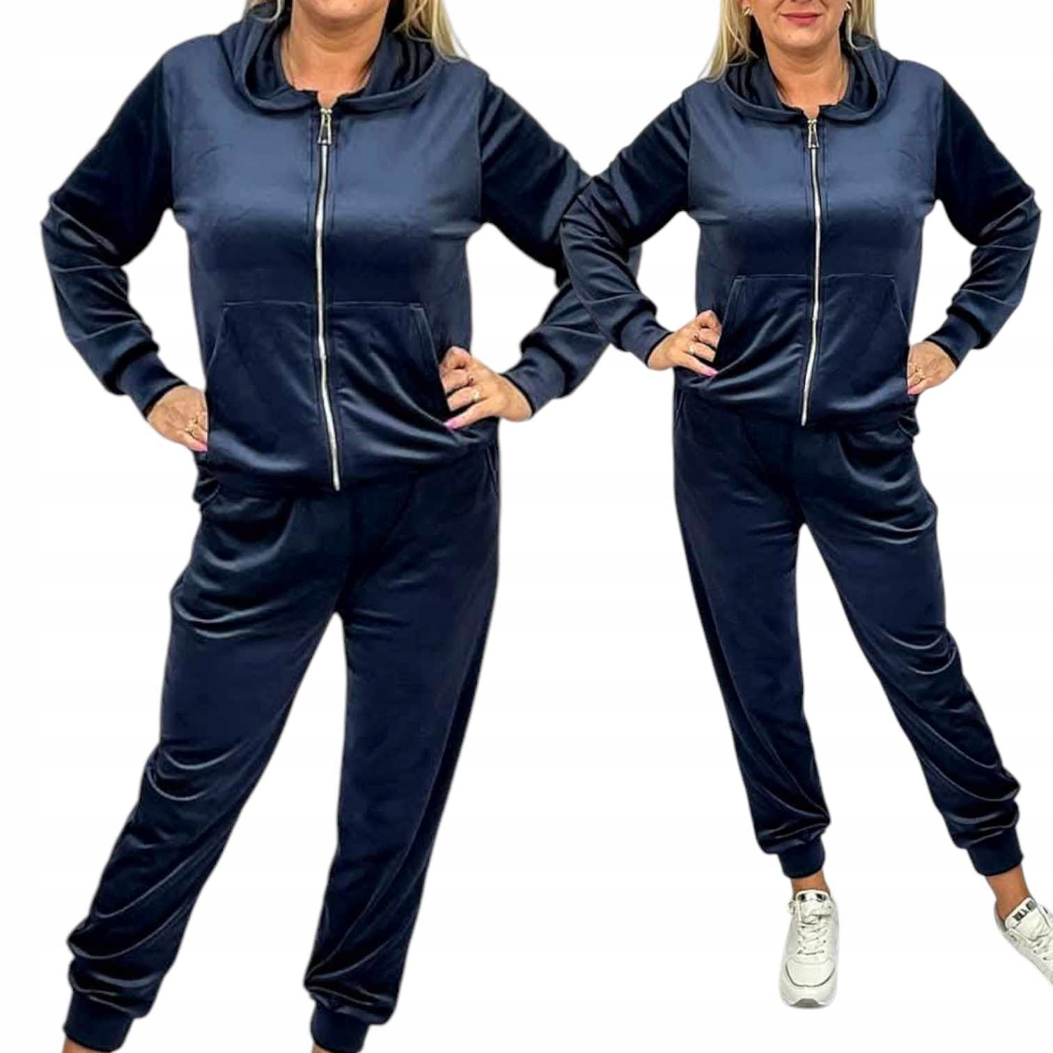 Teplákovka Dámský Velurový 42 44 XL 2XL Rozepínací námořnická modrá pohodlný, obepínající mě